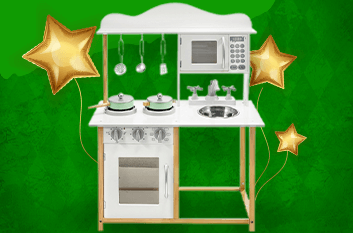 Konkurs karnawałowy - do wygrania drewniana kuchnia dla dzieci z akcesoriami.
