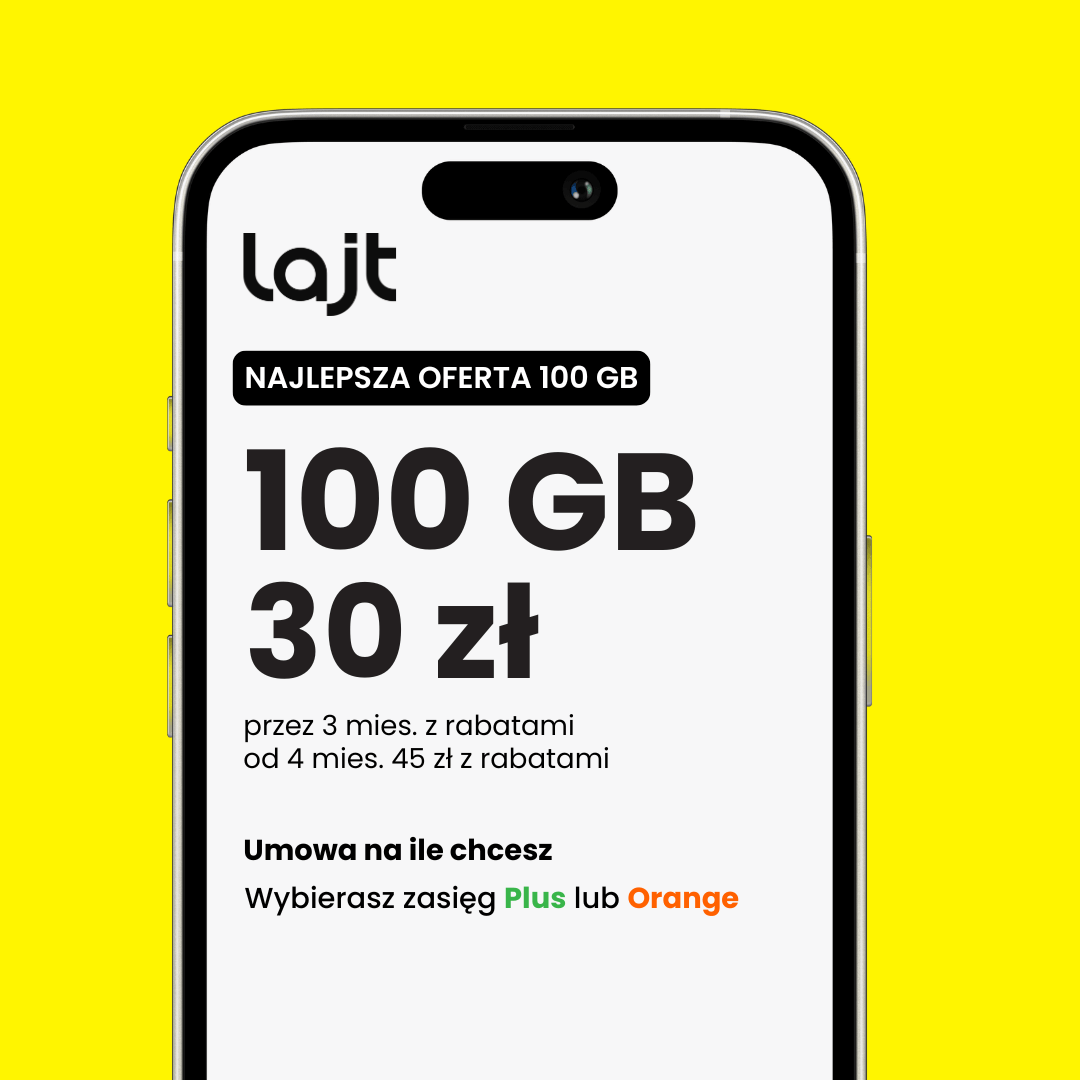Najtańszy abonament telefoniczny 100 GB w lajt mobile